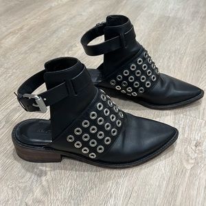 ✨sold✨ All Saints Yannis Leather Open Back Booties